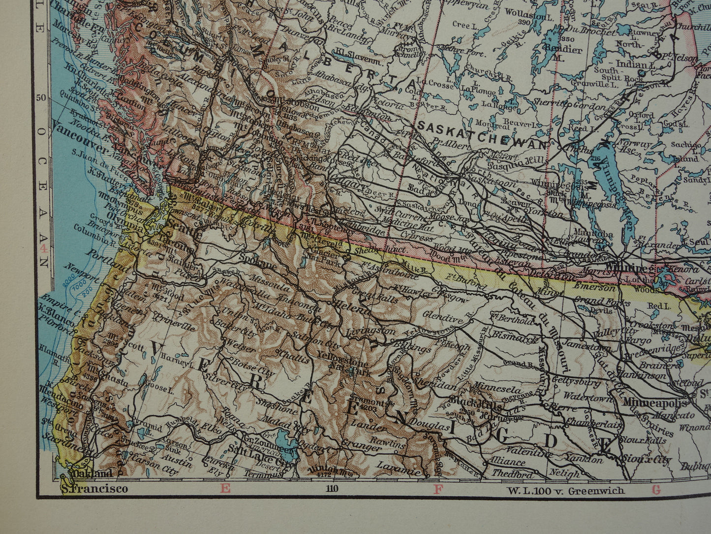CANADA oude kaart van Canada uit 1933 originele vintage Nederlandse landkaart