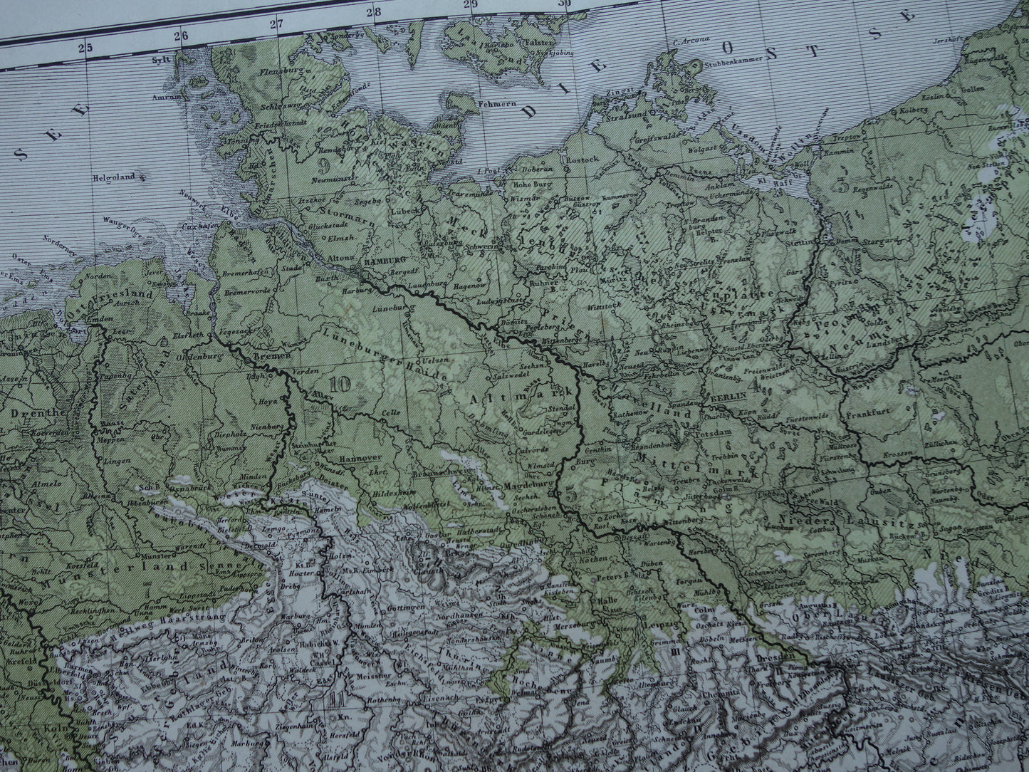 GERMAN EMPIRE Antique map from 1875 old map of Germany Poland Netherlands