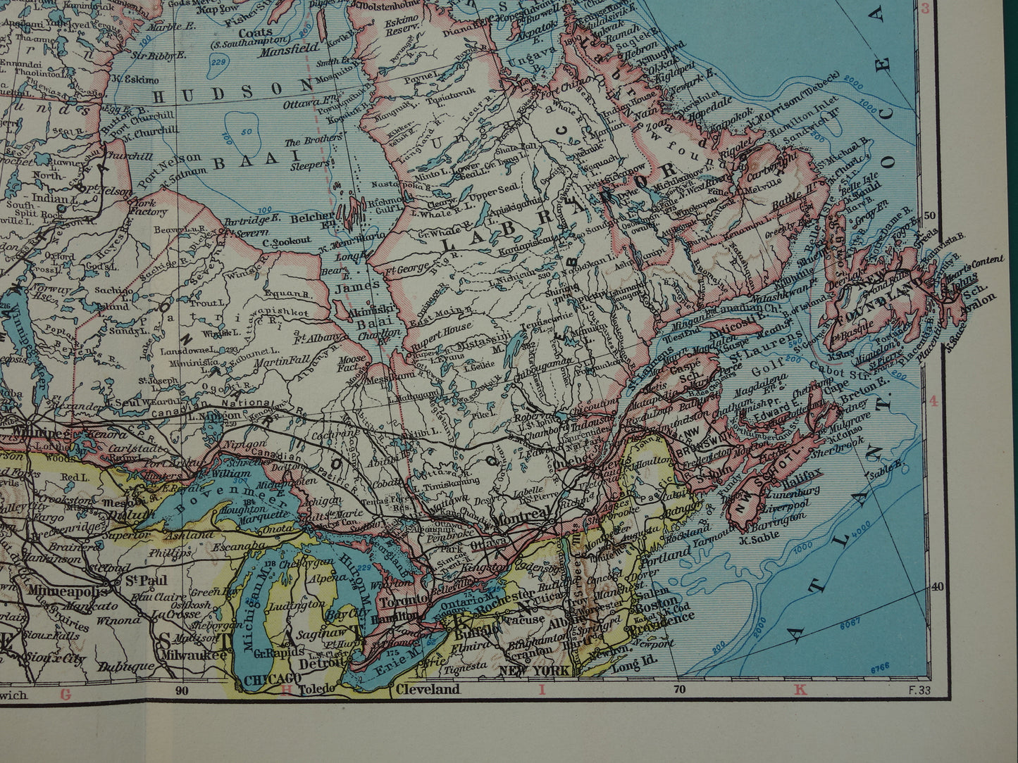 CANADA oude kaart van Canada uit 1933 originele vintage Nederlandse landkaart