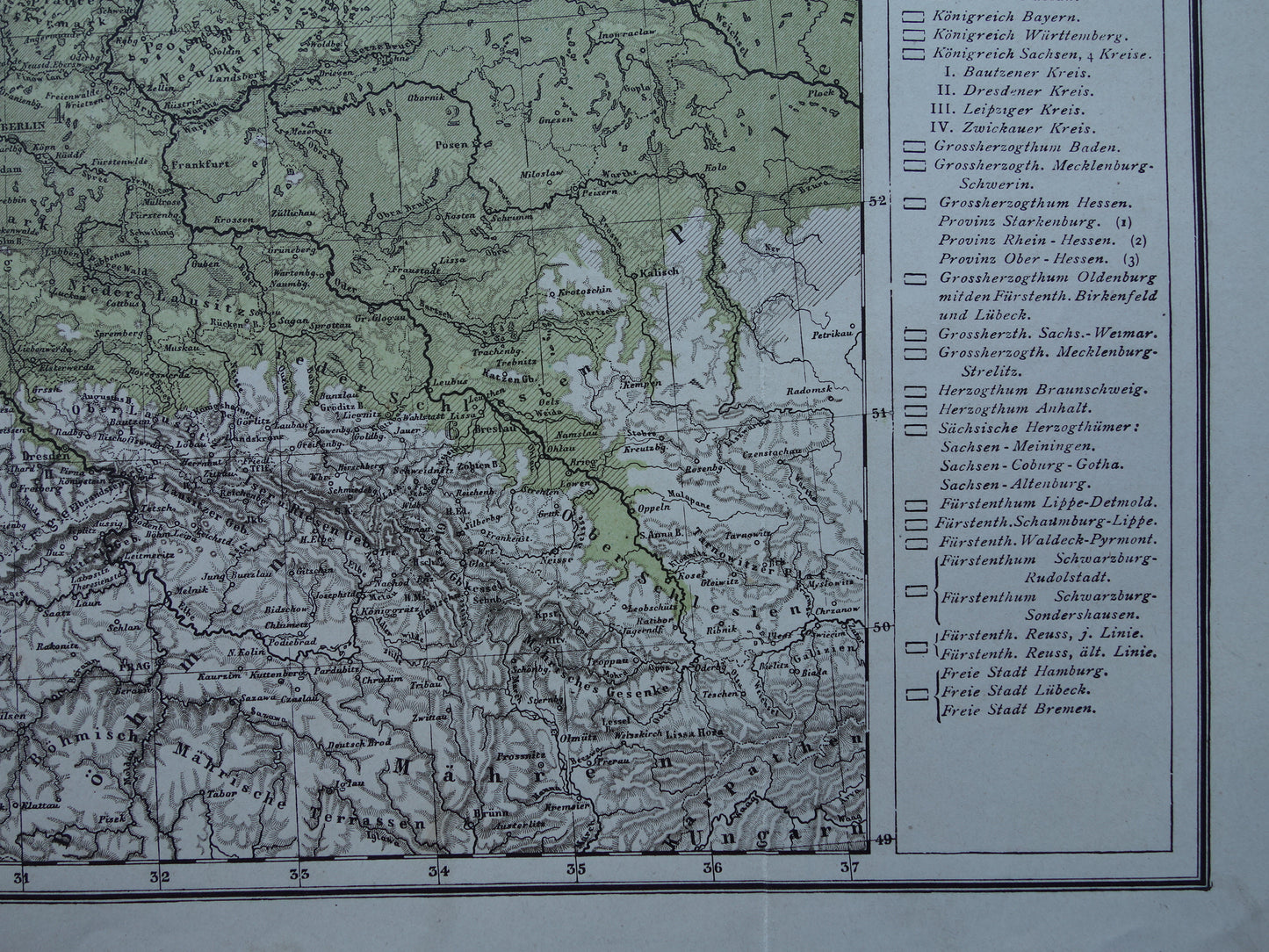 GERMAN EMPIRE Antique map from 1875 old map of Germany Poland Netherlands