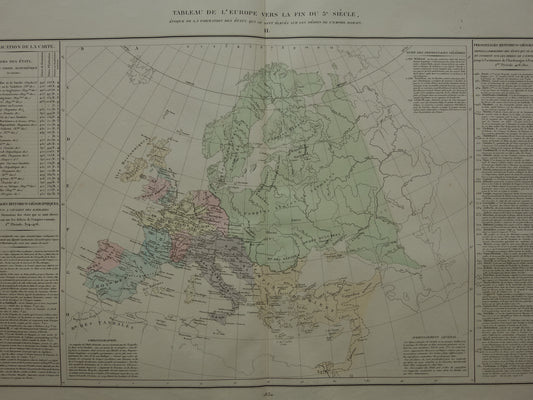 Tableau de l'europe vers la fin du 5e siecle Denaix Carte