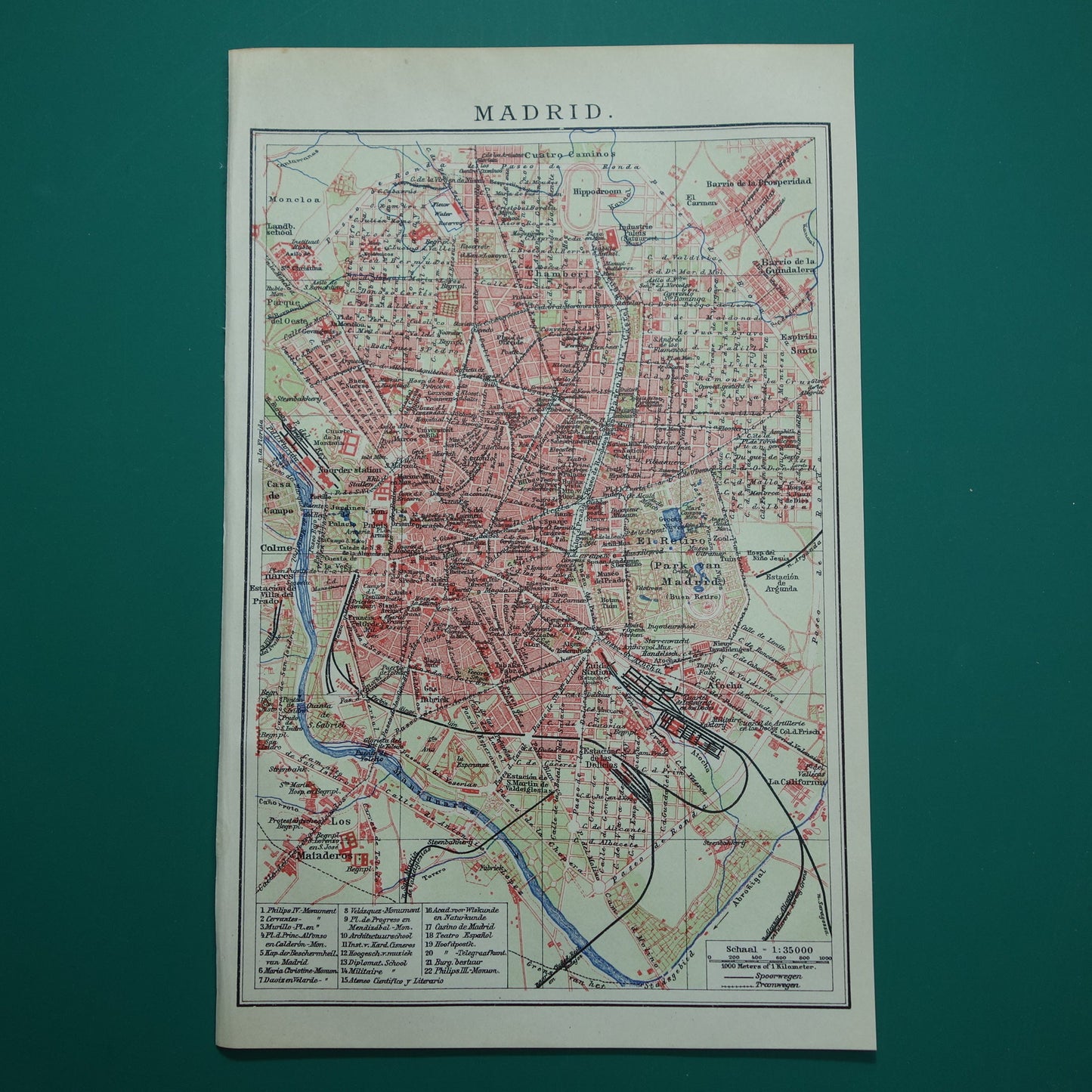 MADRID old map of Madrid Spain from 1909 original antique map vintage country map