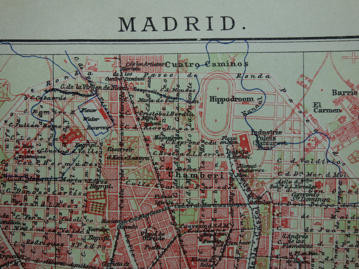 MADRID old map of Madrid Spain from 1909 original antique map vintage country map