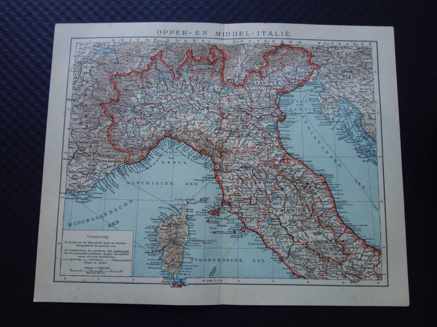 Old Dutch map of Northern ITALY from 1908 original antique map Italy historical maps