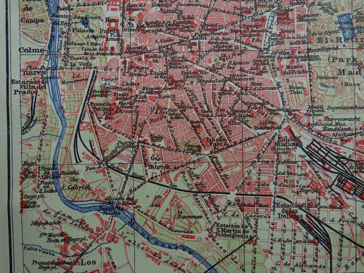 MADRID old map of Madrid Spain from 1909 original antique map vintage country map