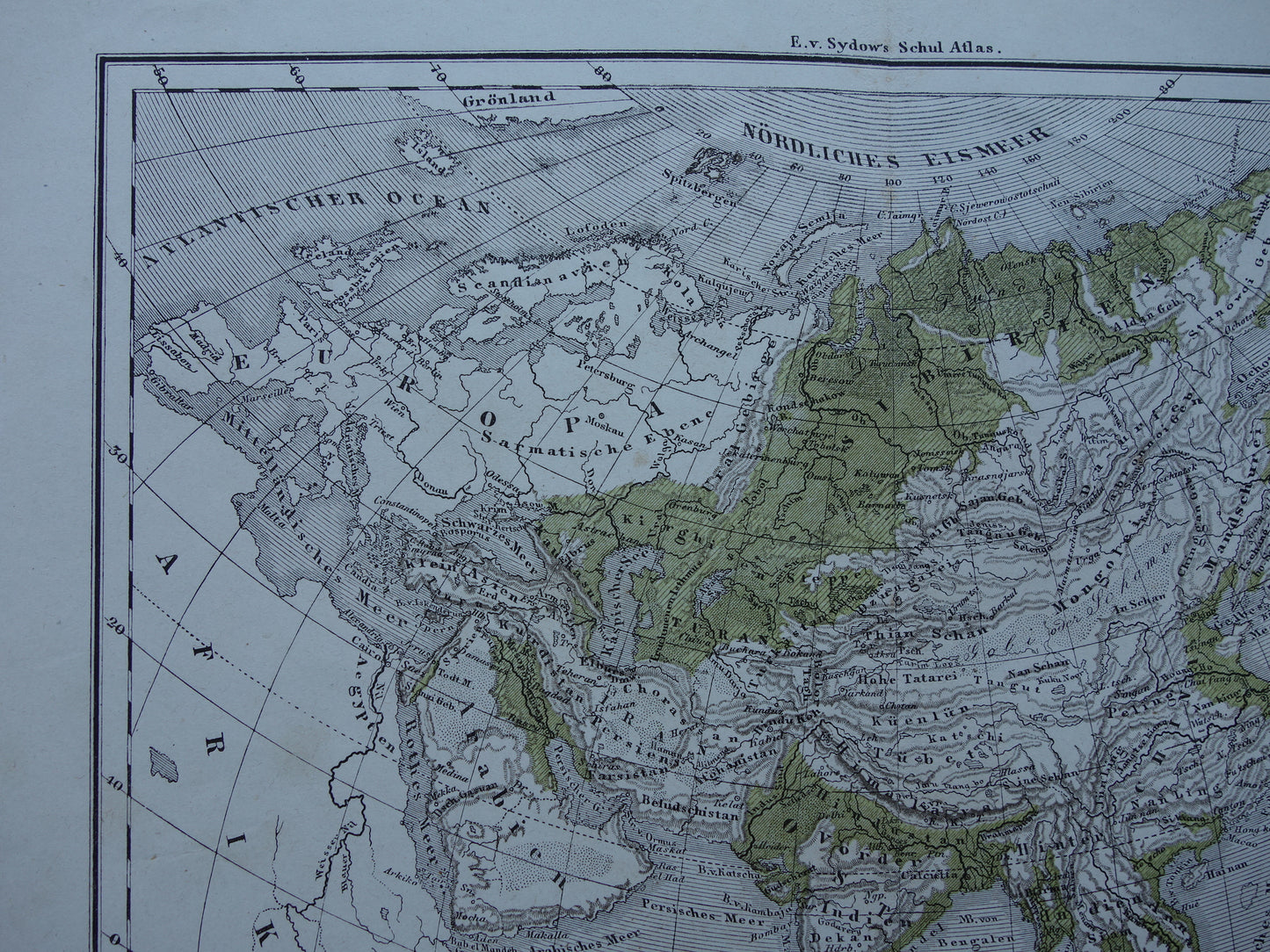 Asia antique oro hydrographic map from 1875 old map of rivers and mountains elevation map