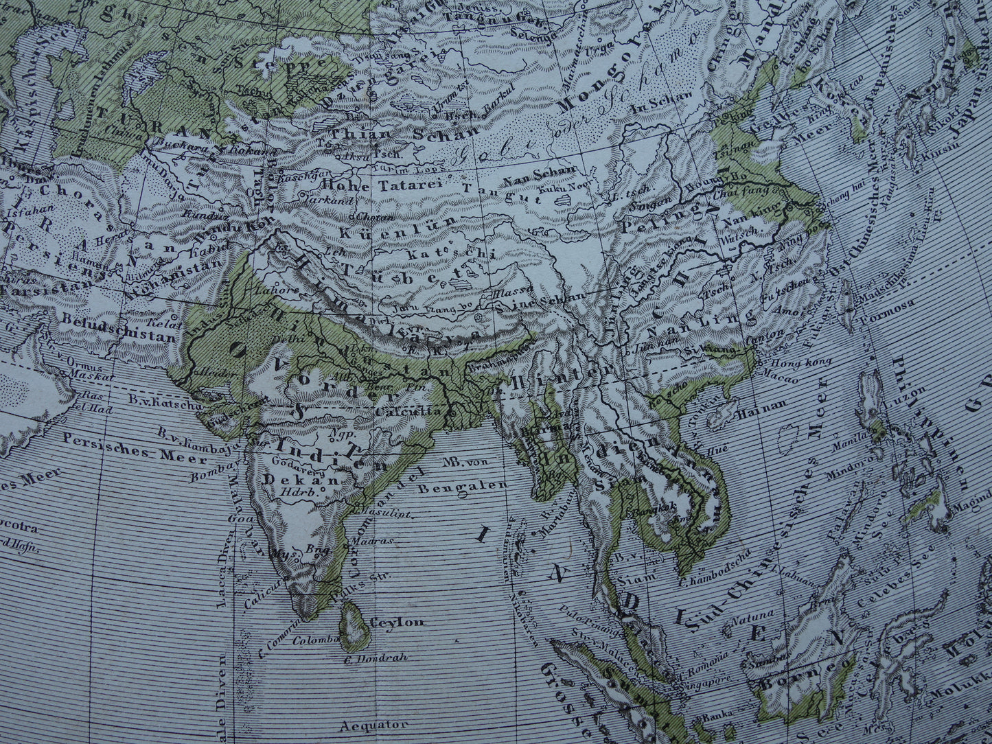 Asia antique oro hydrographic map from 1875 old map of rivers and mountains elevation map