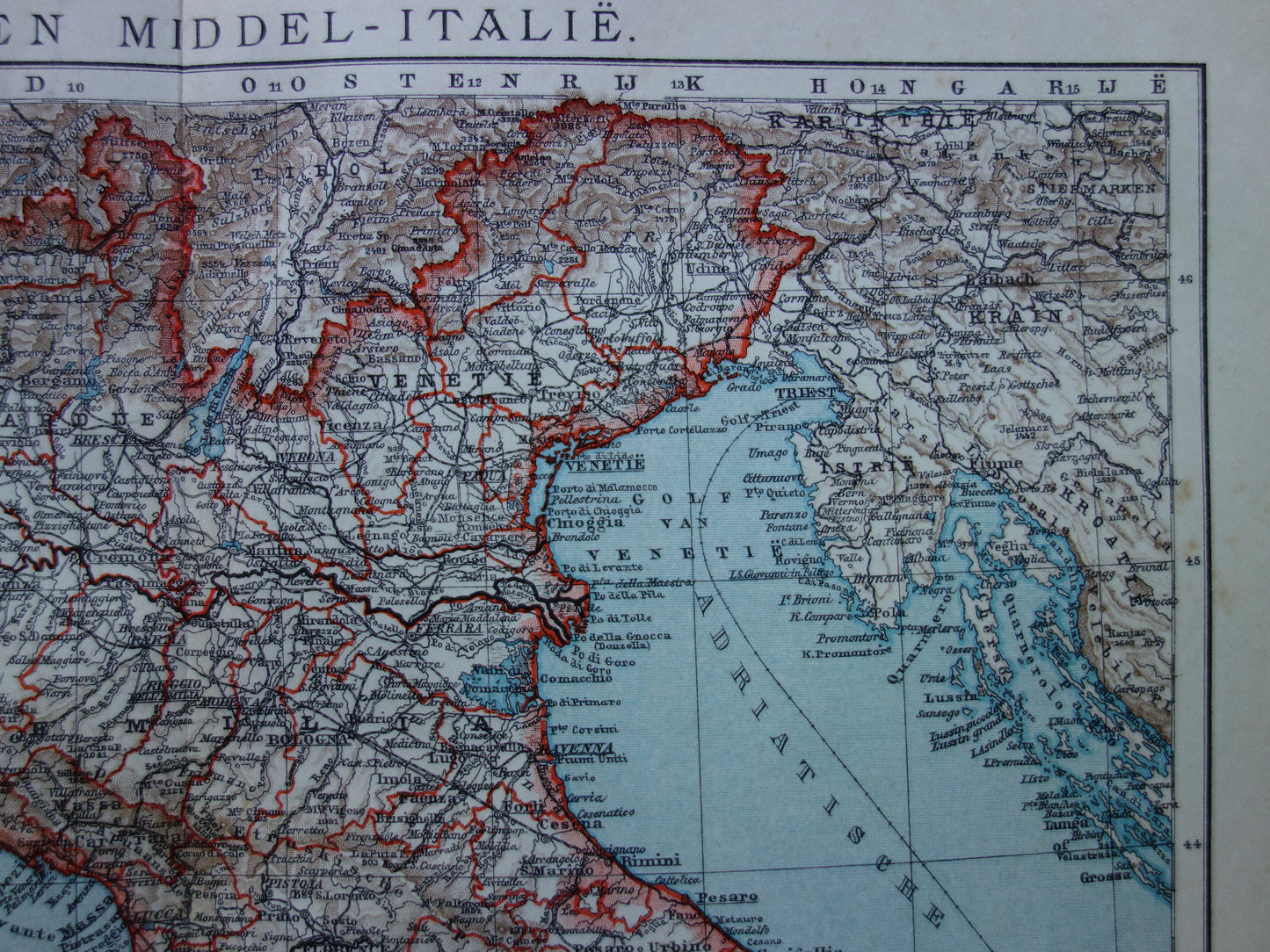 Old Dutch map of Northern ITALY from 1908 original antique map Italy historical maps