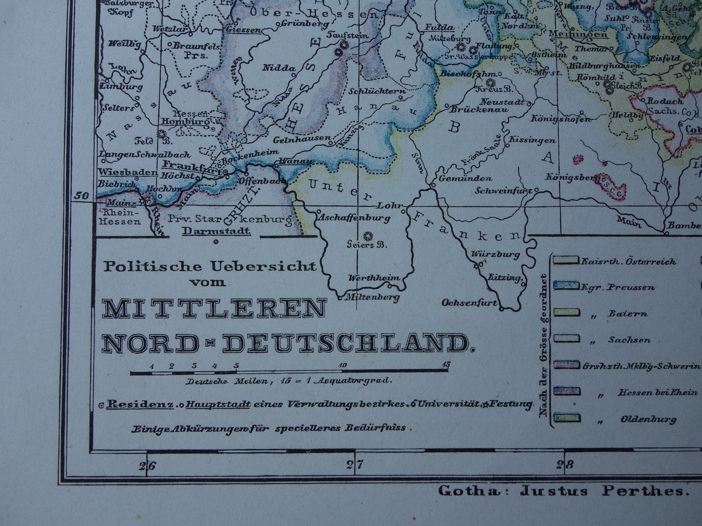 Old map of Germany region Weimar Hannover Dessau Rudolstadt Antique map from 1875
