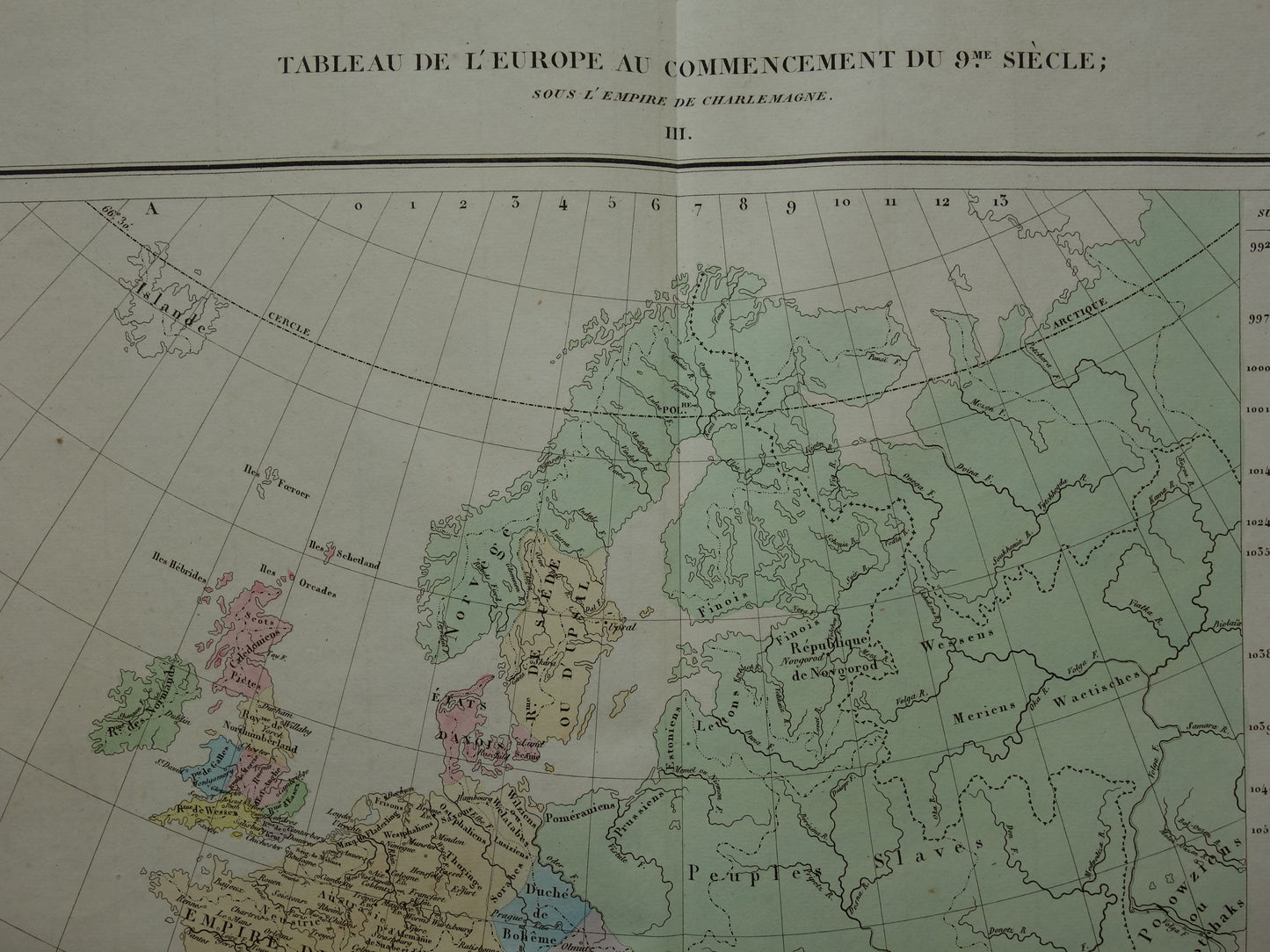 Carte 15  Tableau de l'Europe au commencement du 9me siecle Denaix 1830