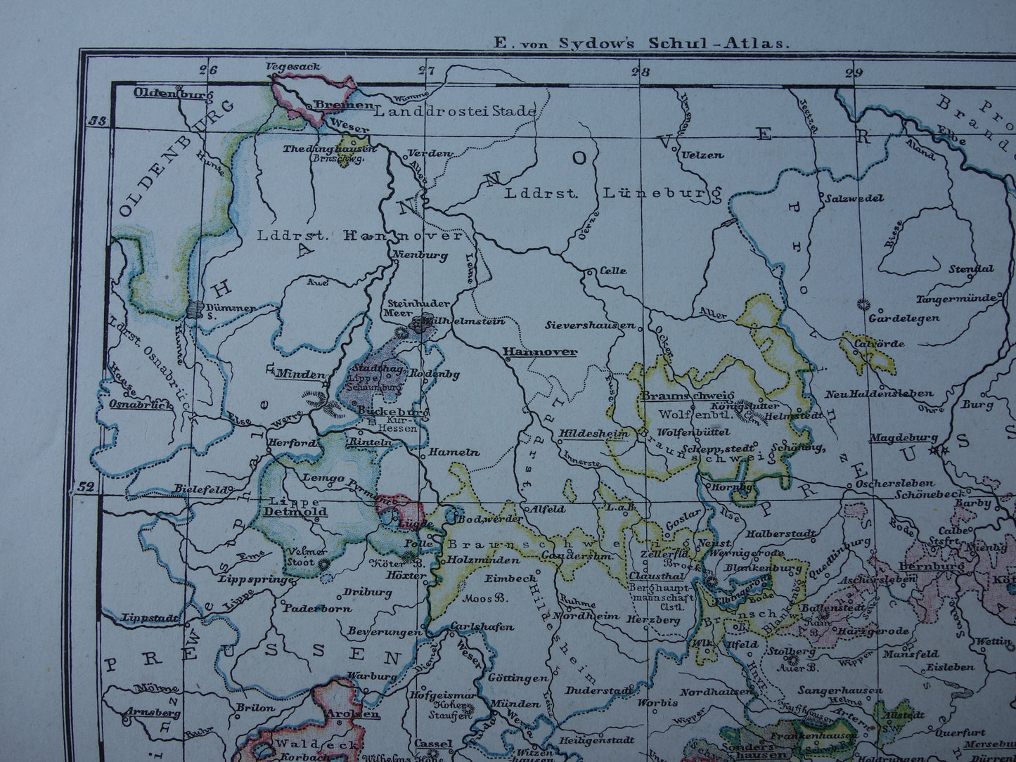 Old map of Germany region Weimar Hannover Dessau Rudolstadt Antique map from 1875