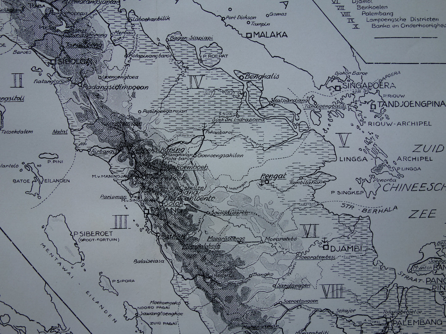 SUMATRA Old map 1938 original vintage Dutch map Sumatra