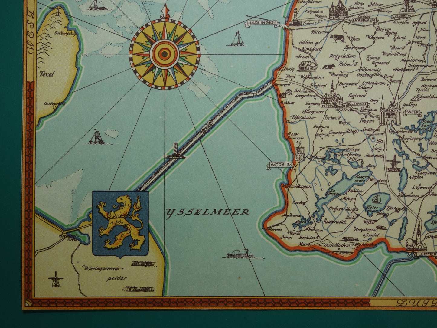 FRIESLAND Historische Karte der Provinz Friesland aus dem Jahr 1947