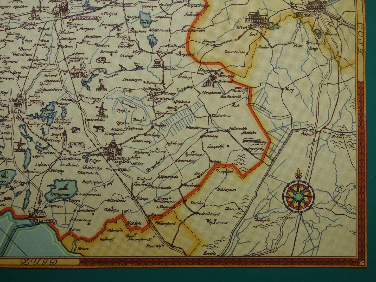 FRIESLAND Historische Karte der Provinz Friesland aus dem Jahr 1947