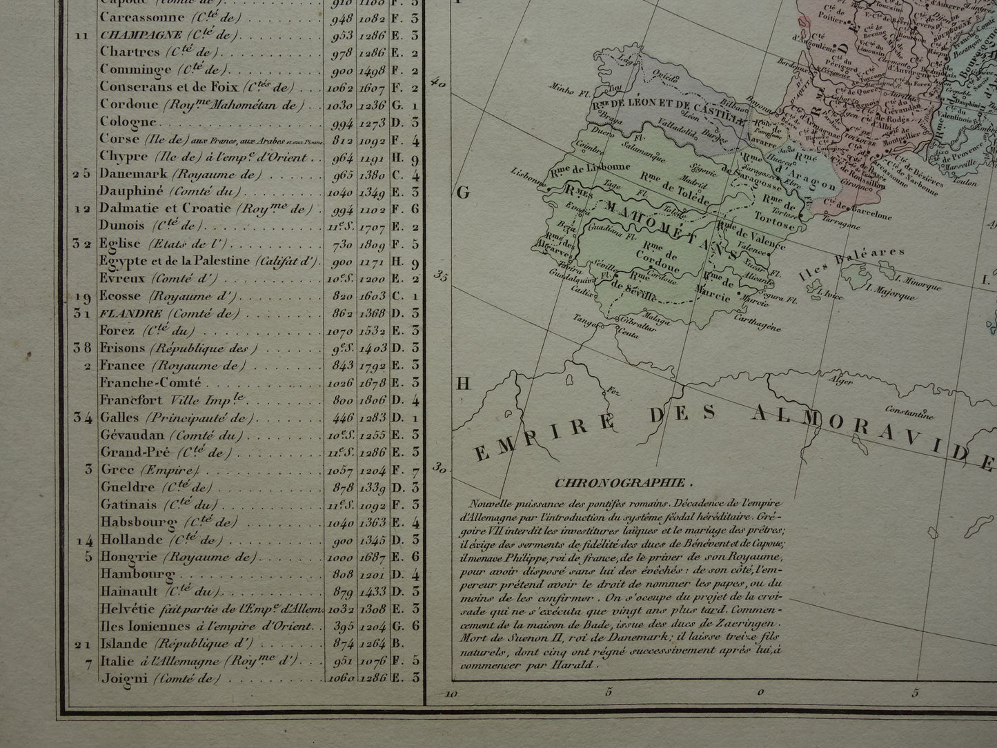 Old map of Europe around the year 1074 original antique map from 1830 history map