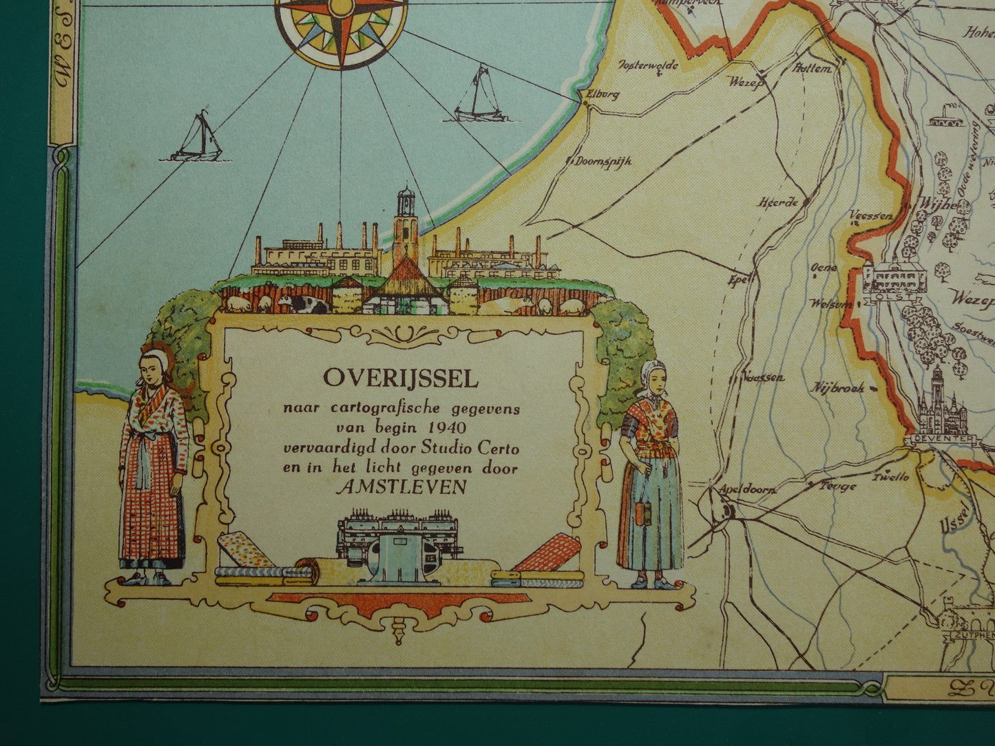 OVERIJSSEL Vintage map of the province of Overijssel from 1947 Old historical map