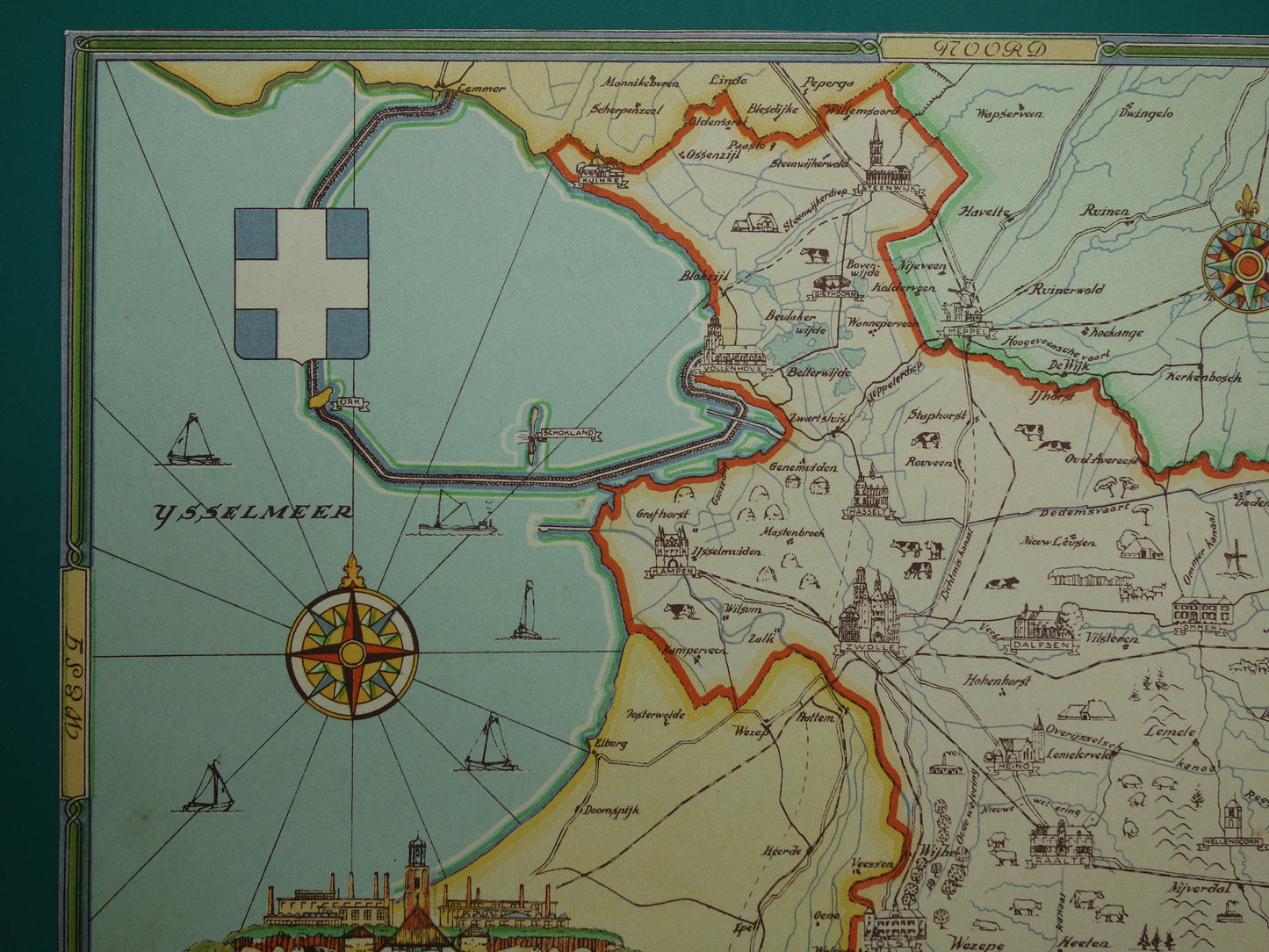 OVERIJSSEL Vintage map of the province of Overijssel from 1947 Old historical map