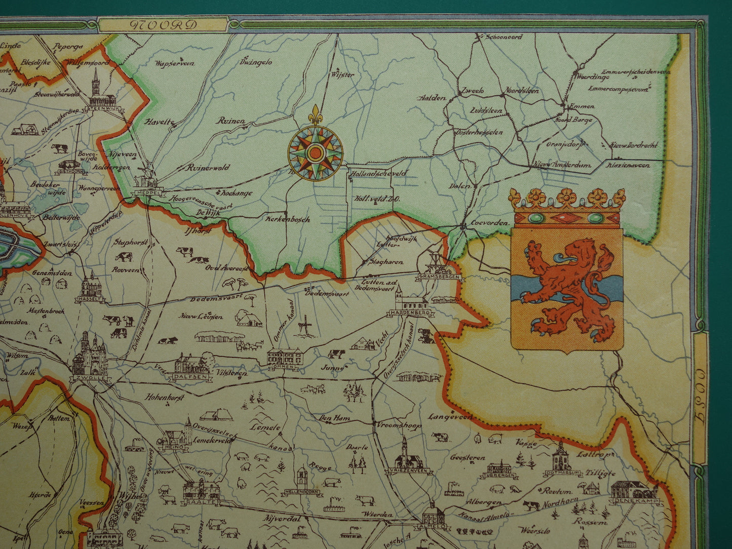 OVERIJSSEL Vintage map of the province of Overijssel from 1947 Old historical map