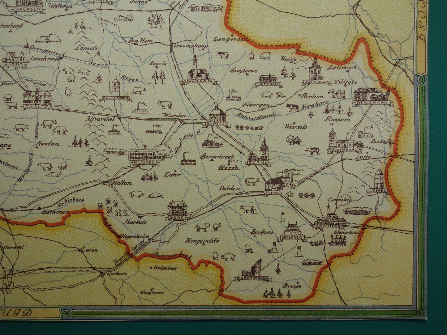 OVERIJSSEL Vintage map of the province of Overijssel from 1947 Old historical map