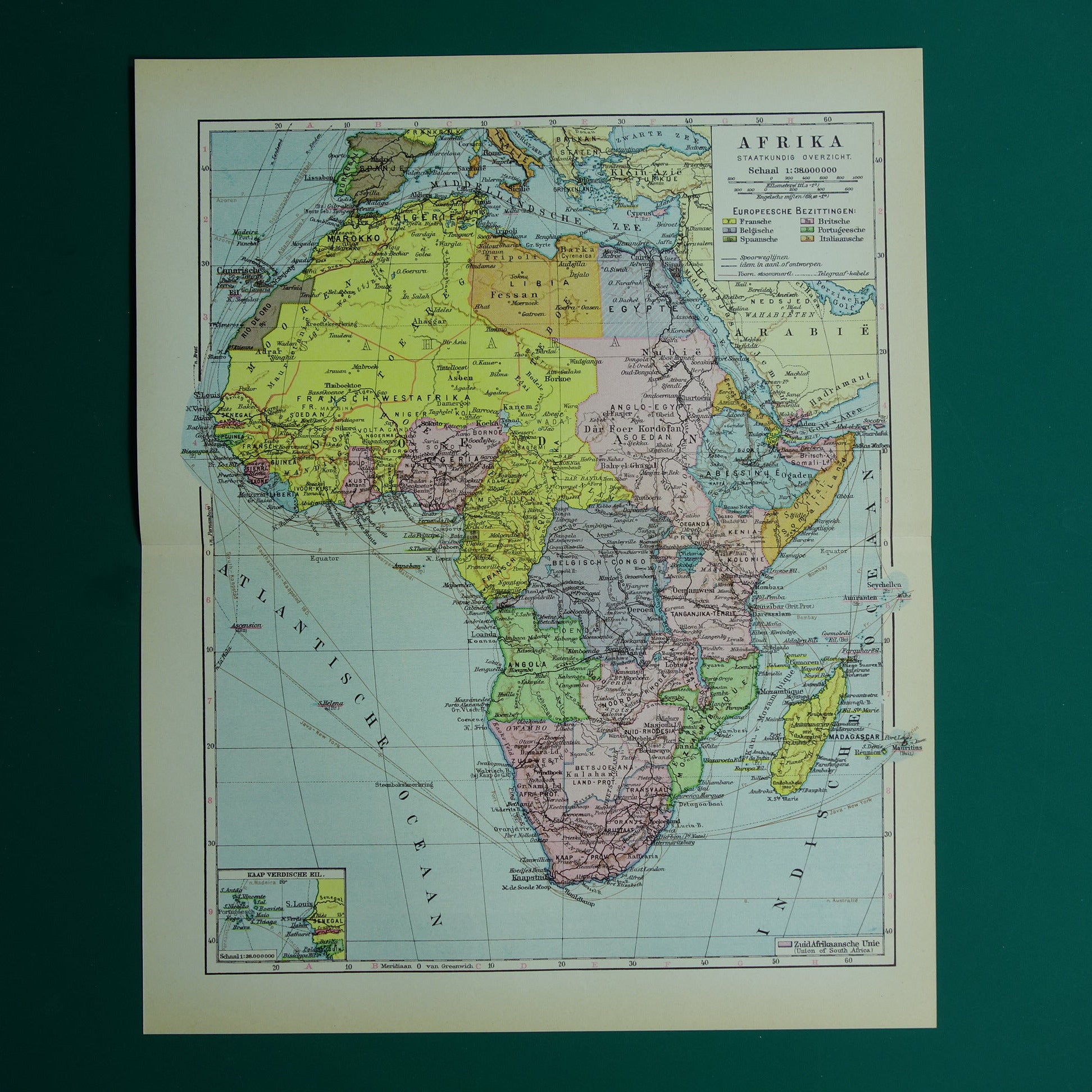 Oude kaart van Afrika uit 1932 originele vintage landkaart van Afrika continent Nederlandse kaarten