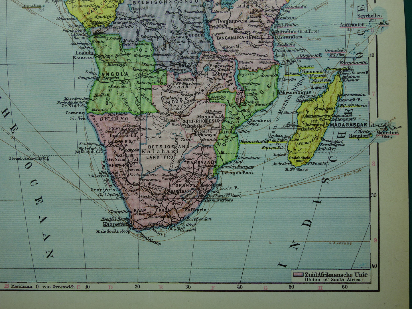 Old map of Africa from 1932 original vintage map of Africa continent Dutch maps