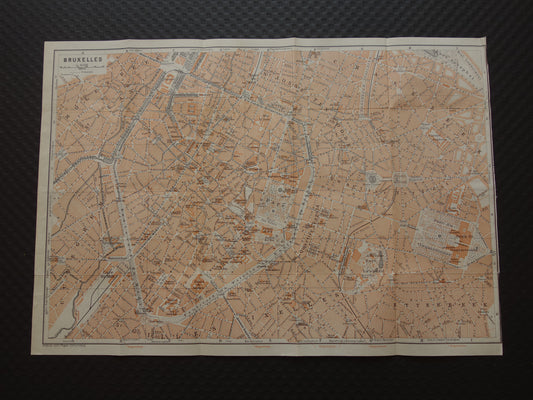 BRUSSEL oude kaart van Brussel België uit 1904 originele antieke historische plattegrond