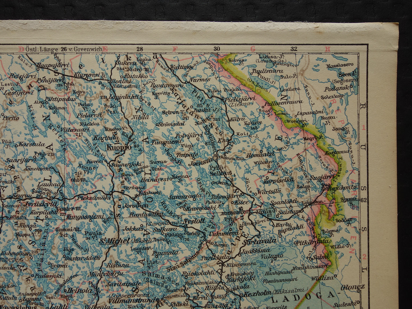 FINLAND Old map of Southern Finland in 1928 original German vintage historical map