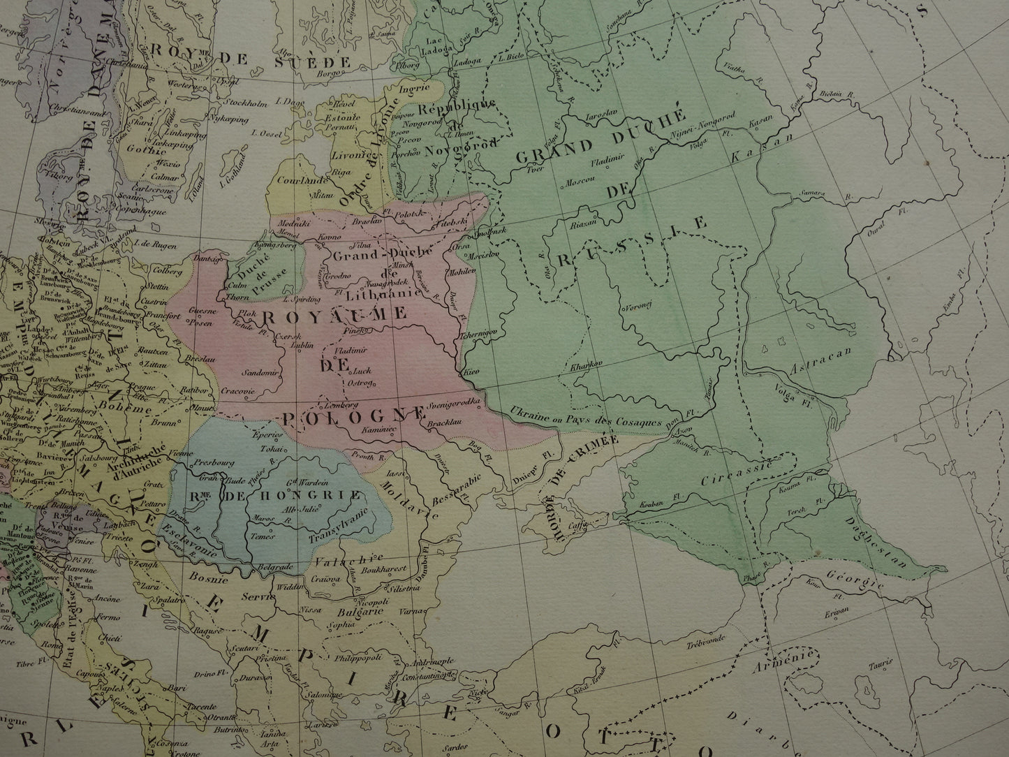 Old map of Europe in the year 1556 Emperor Charles V original antique map from 1830 history map