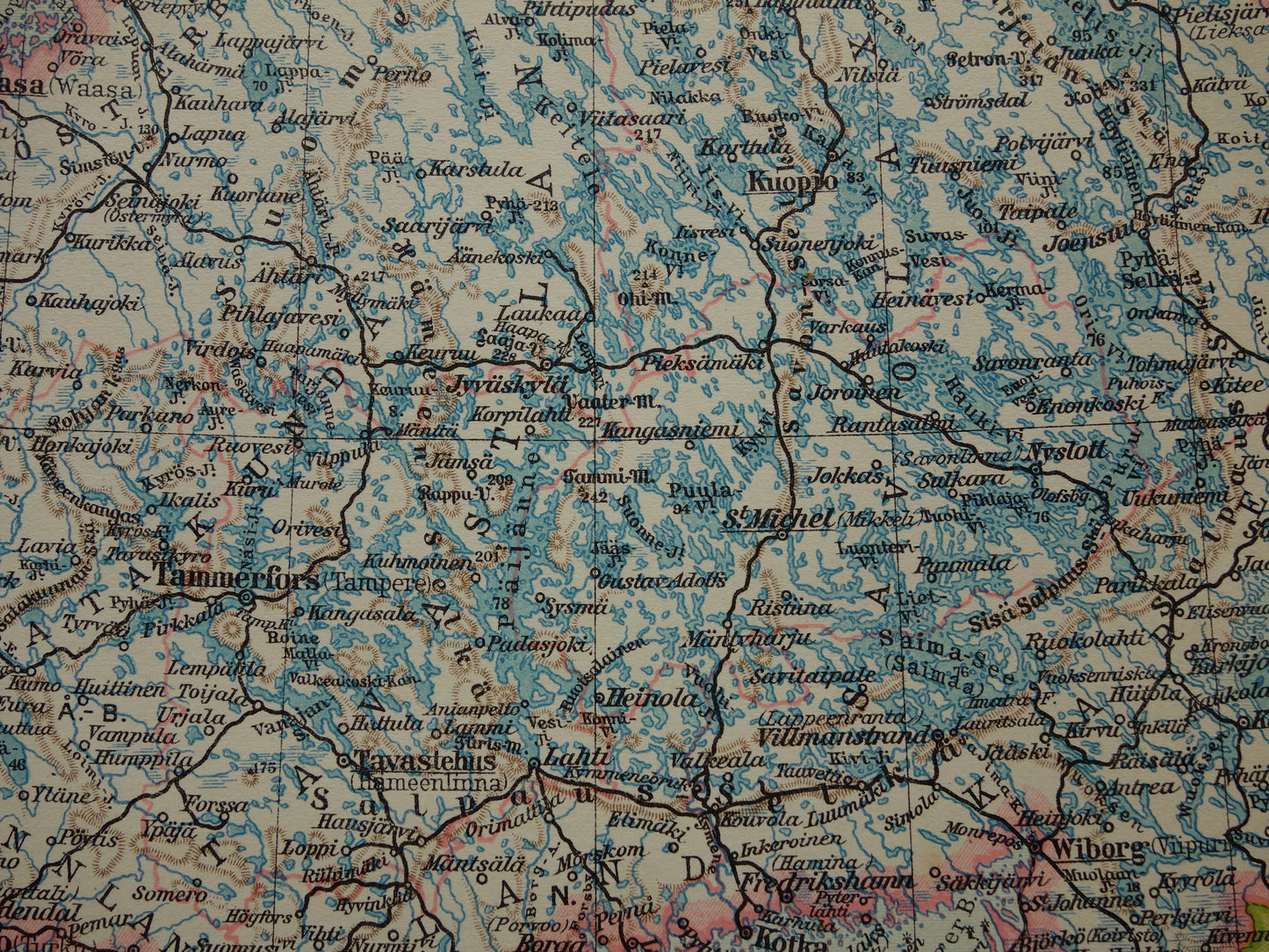 FINLAND Old map of Southern Finland in 1928 original German vintage historical map