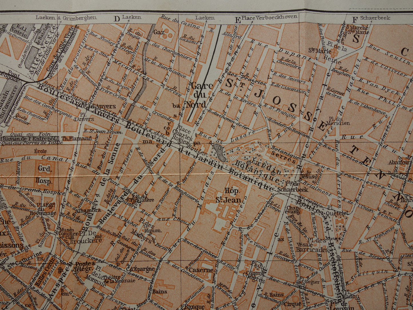 BRUSSELS old map of Brussels Belgium from 1904 original antique historical map