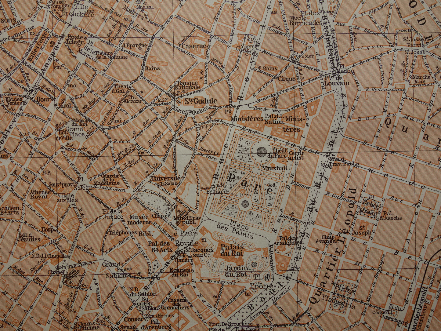 BRUSSELS old map of Brussels Belgium from 1904 original antique historical map
