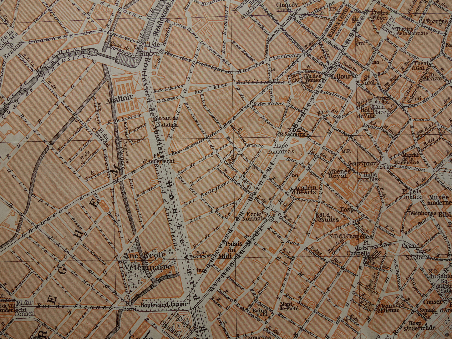BRUSSELS old map of Brussels Belgium from 1904 original antique historical map
