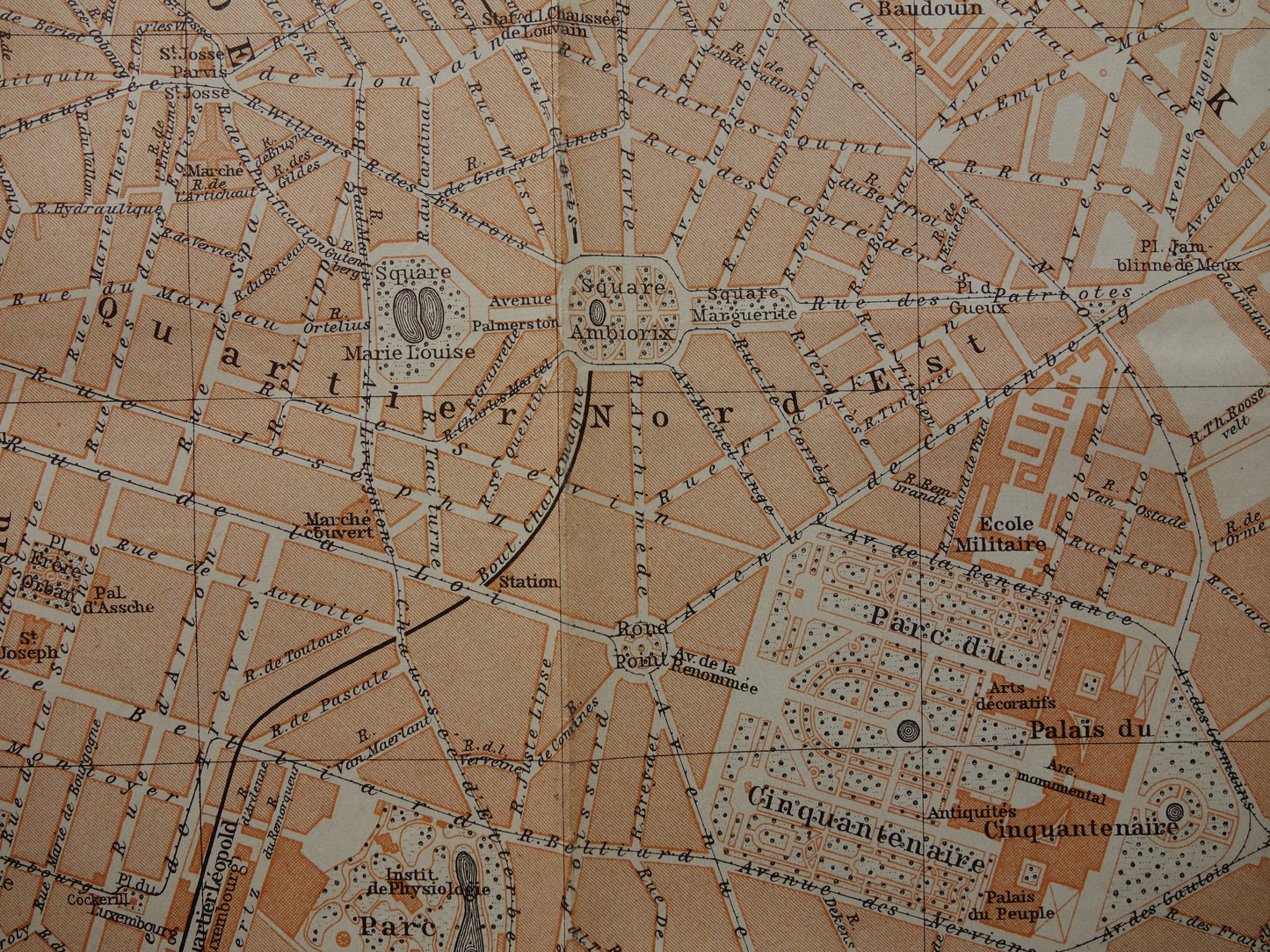 BRUSSELS old map of Brussels Belgium from 1904 original antique historical map