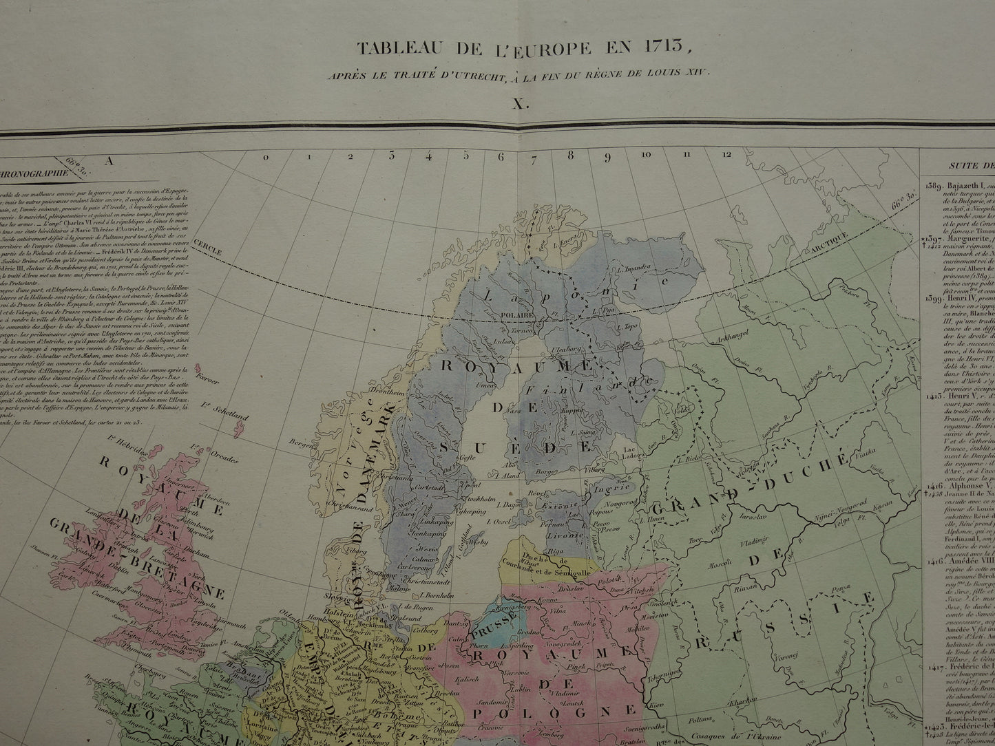 Old map of Europe in the year 1713 original antique map from 1830 Peace of Utrecht historical map
