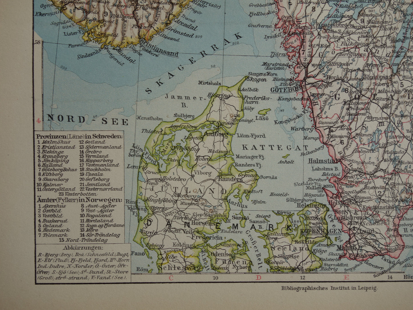 Old map of Sweden and Norway from 1928 original vintage map Stockholm Oslo