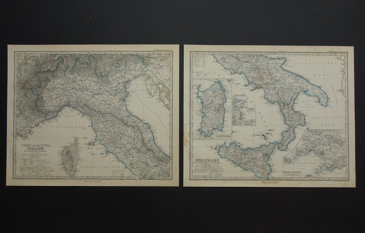 Large 140+ year old map of Italy 1884 Hand colored original antique map with date