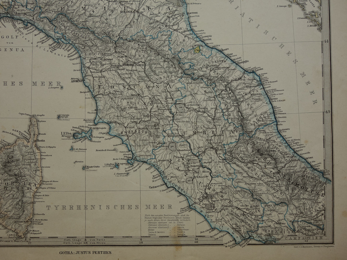 Large 140+ year old map of Italy 1884 Hand colored original antique map with date