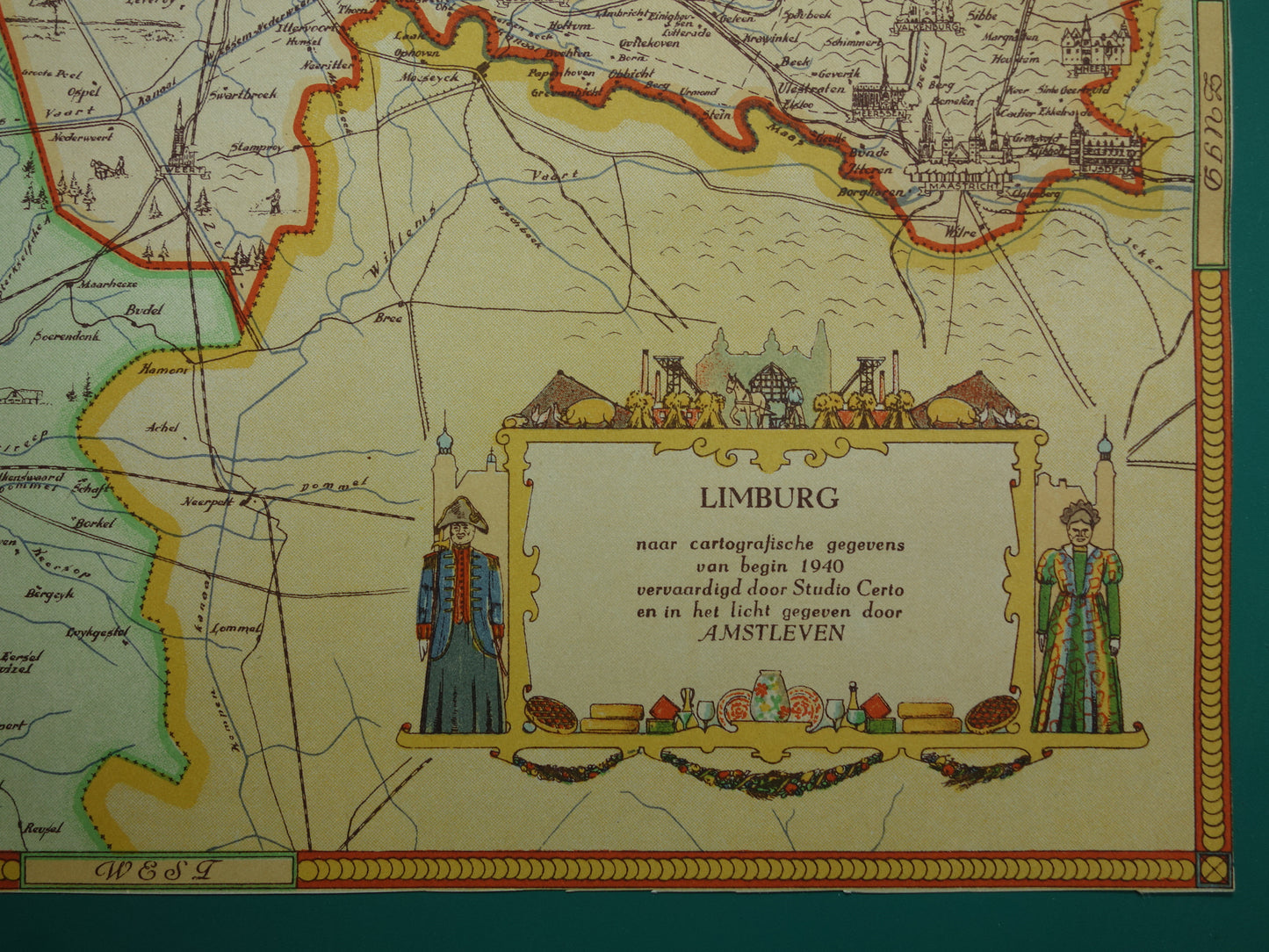 LIMBURG Vintage map of the province of Limburg from 1947 Old historical map