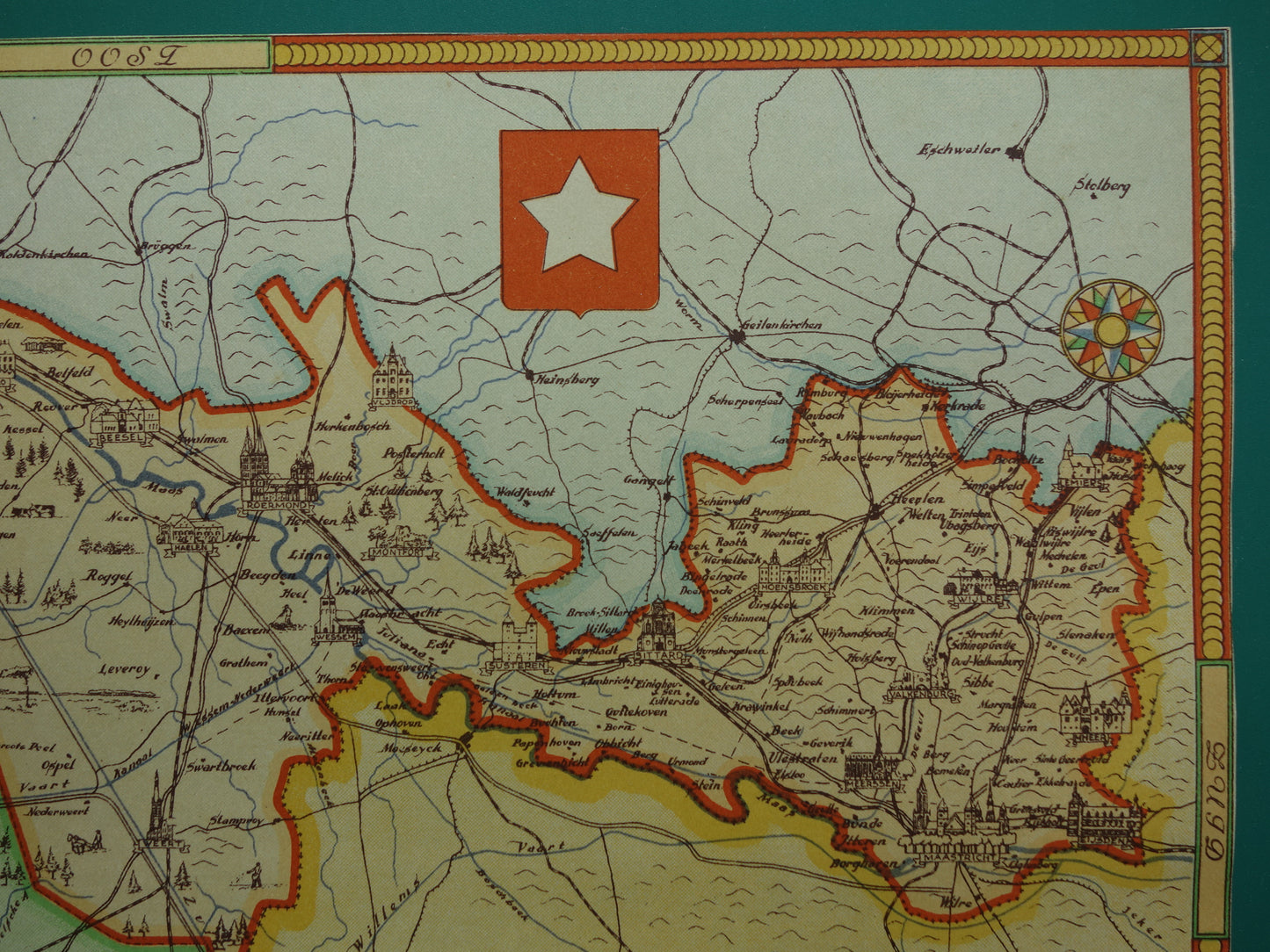 LIMBURG Vintage map of the province of Limburg from 1947 Old historical map