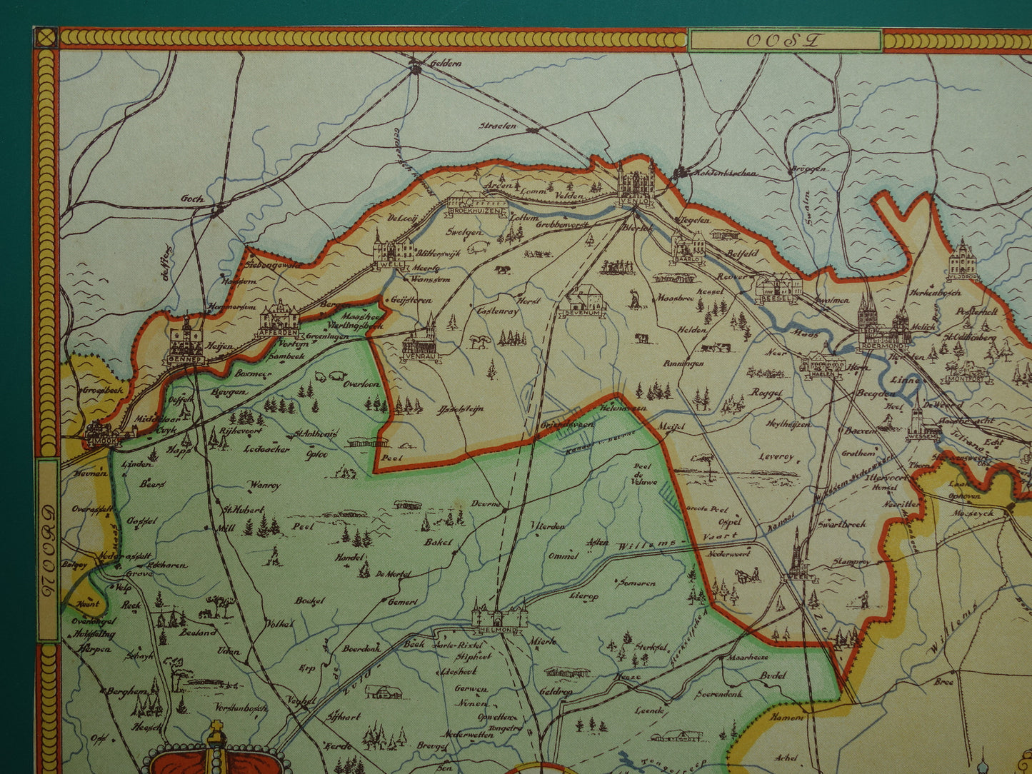 LIMBURG Vintage map of the province of Limburg from 1947 Old historical map