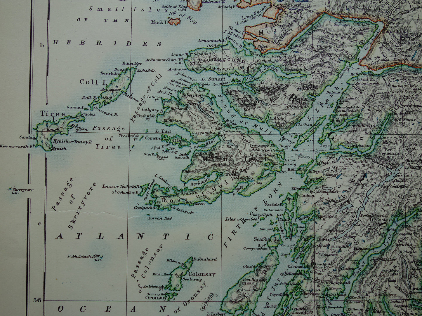 Oude kaart van het zuidwesten van Schotland uit 1901 originele antieke Engelse landkaart Schotland