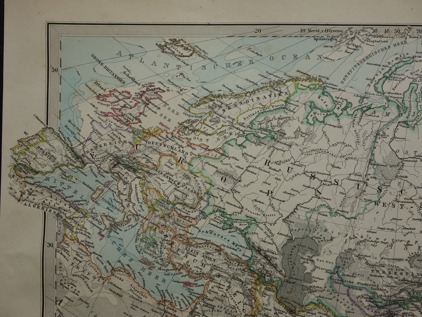 ASIA old map of Asia in 1884 original antique German map