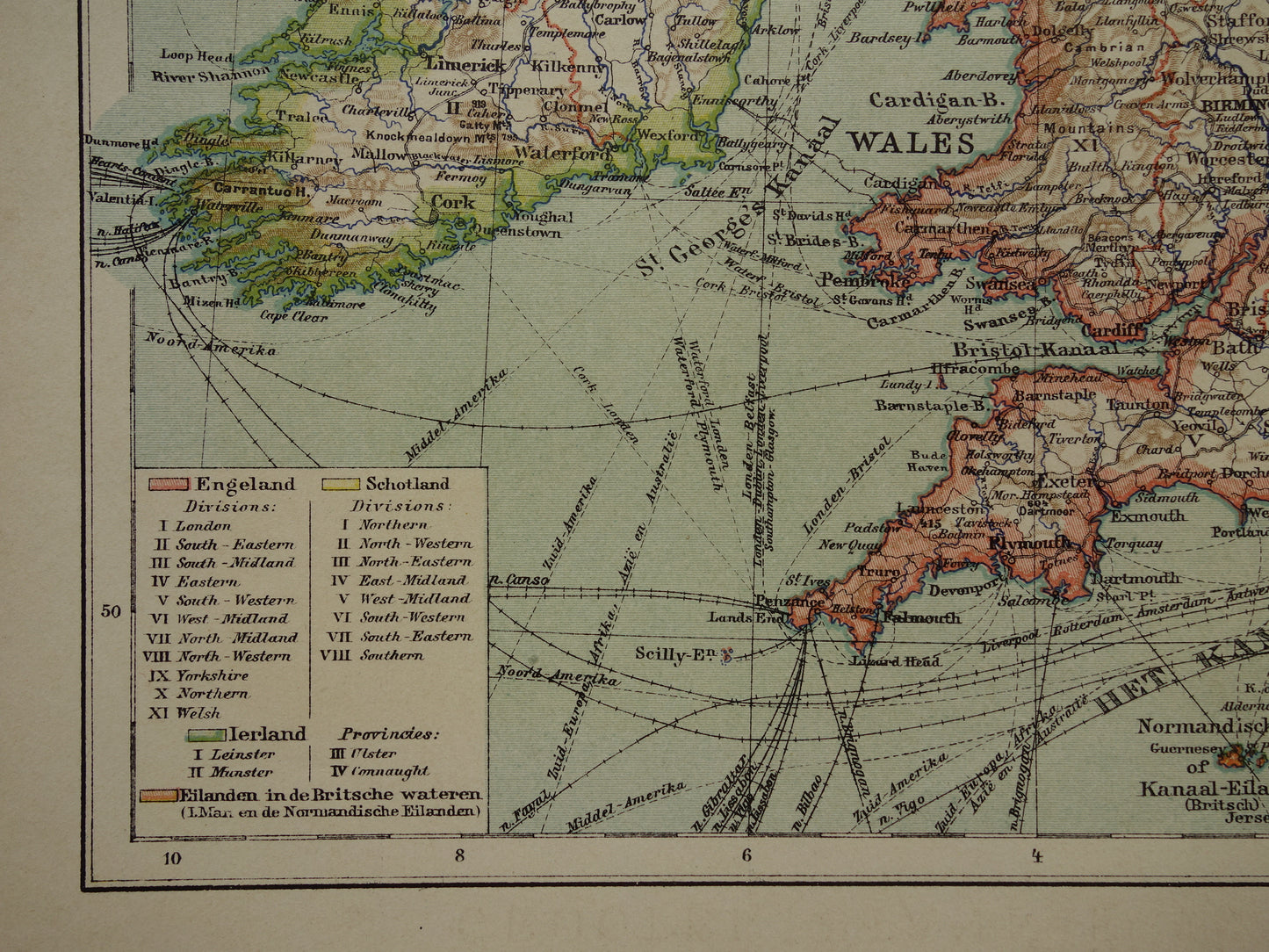 Old Dutch map of the United Kingdom and Ireland from 1908 original antique map of the British Isles Great Britain