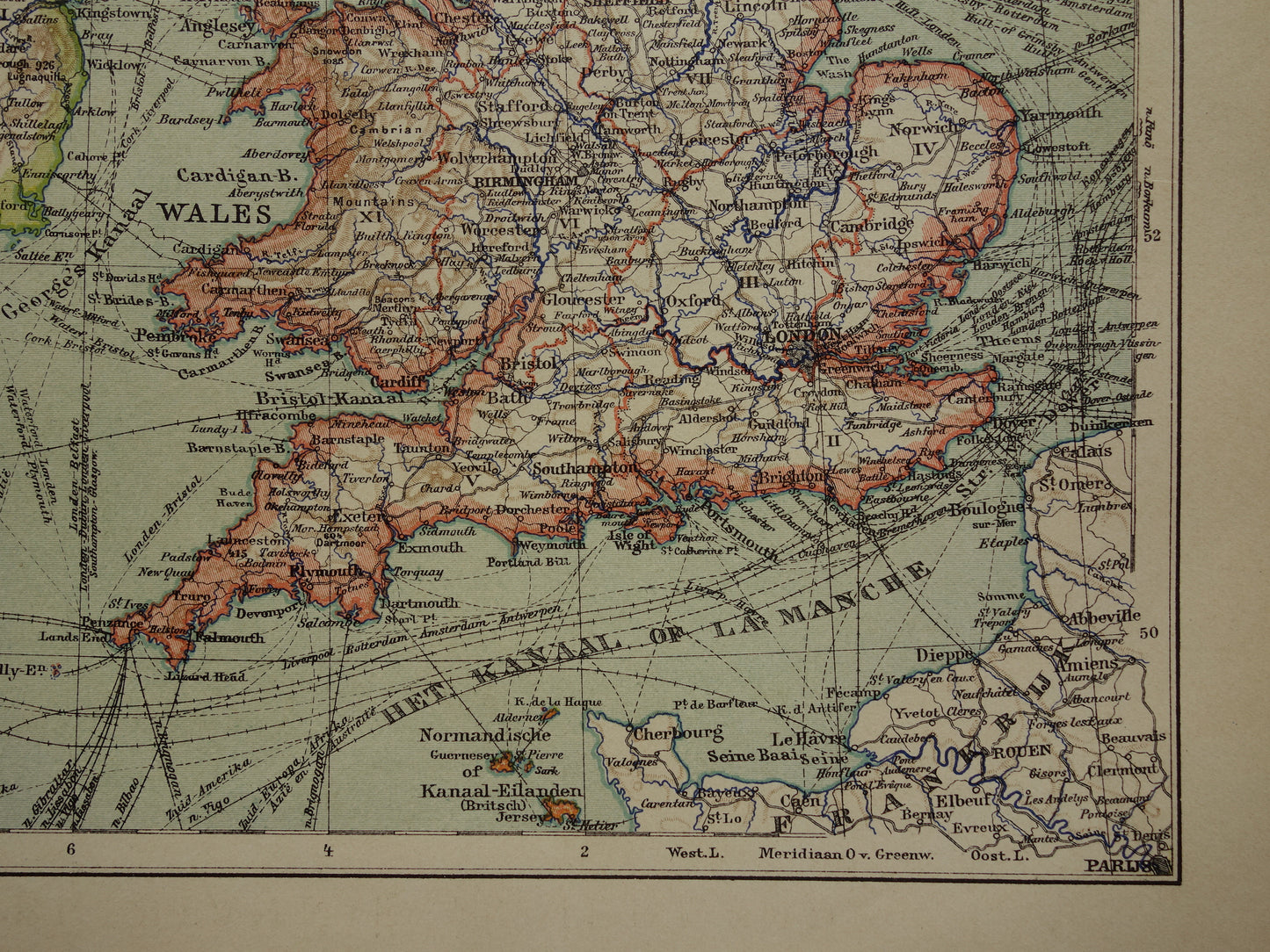 Old Dutch map of the United Kingdom and Ireland from 1908 original antique map of the British Isles Great Britain