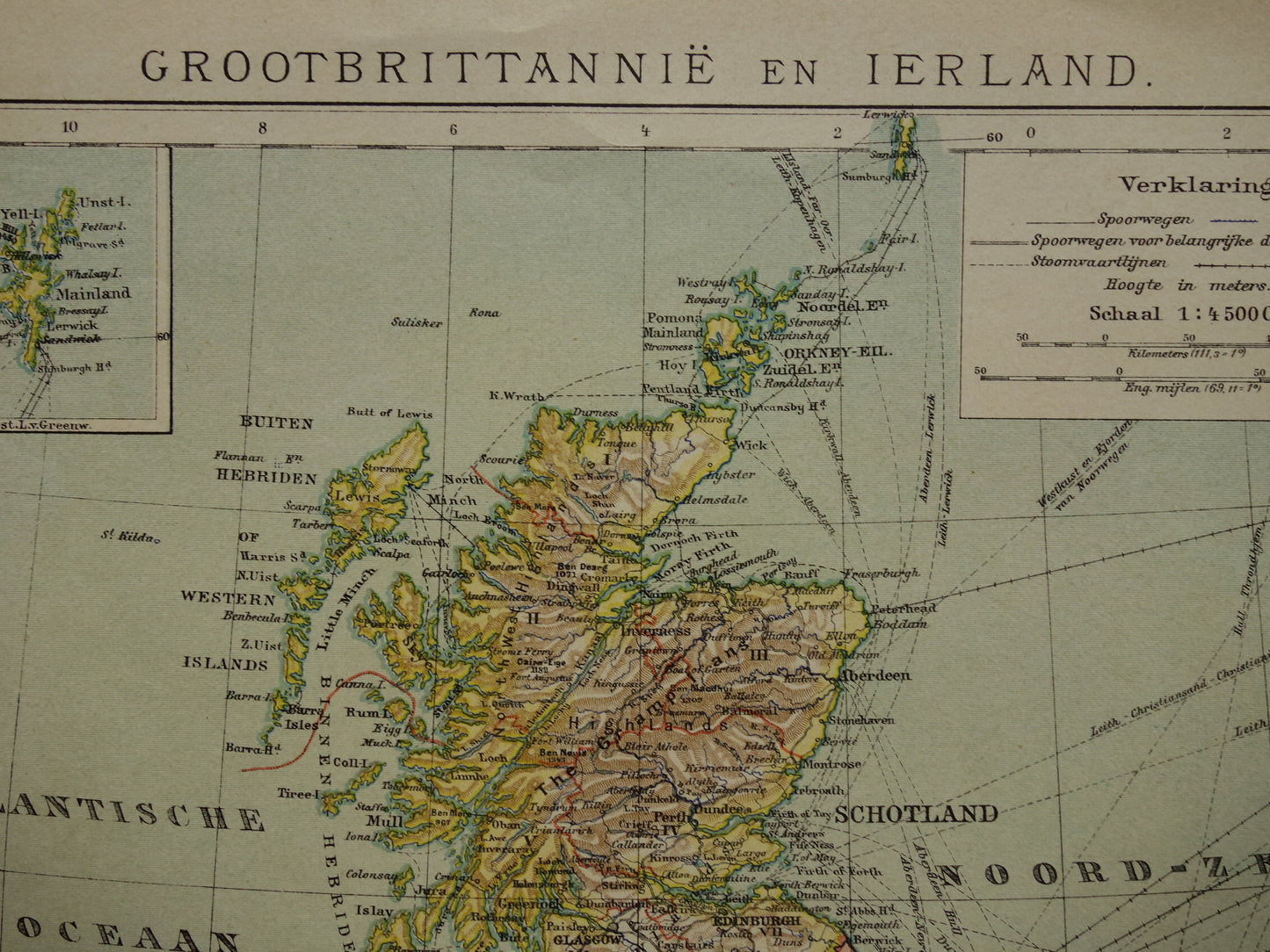 Old Dutch map of the United Kingdom and Ireland from 1908 original antique map of the British Isles Great Britain