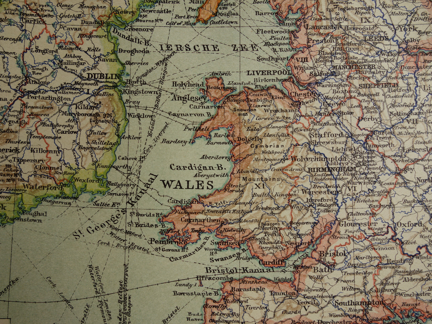 Old Dutch map of the United Kingdom and Ireland from 1908 original antique map of the British Isles Great Britain