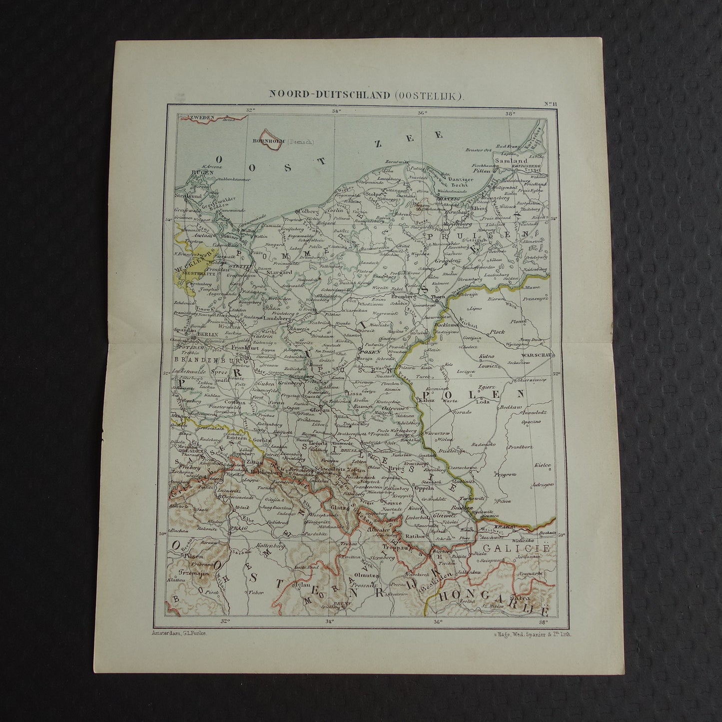 Noordoost Duitsland oude landkaart originele antieke Kuyper kaart uit 1882 vintage print Duitsland Polen Danzig Berlijn