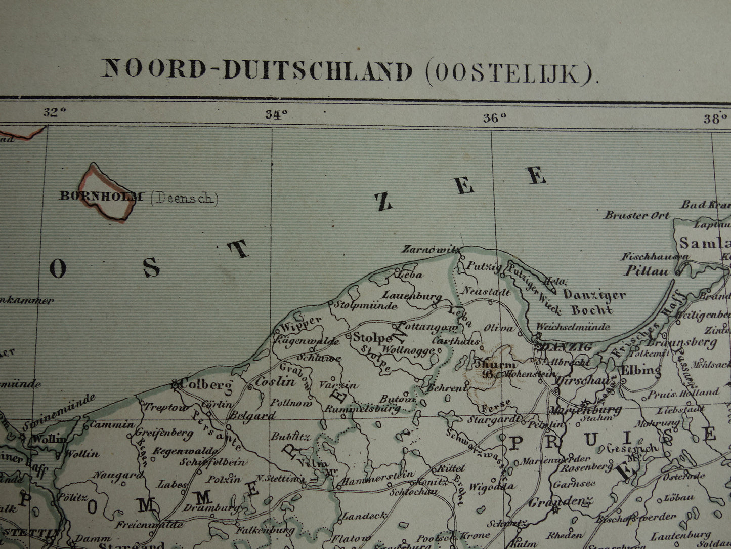 Northeast Germany old map original antique Kuyper map from 1882 vintage print Germany Poland Danzig Berlin