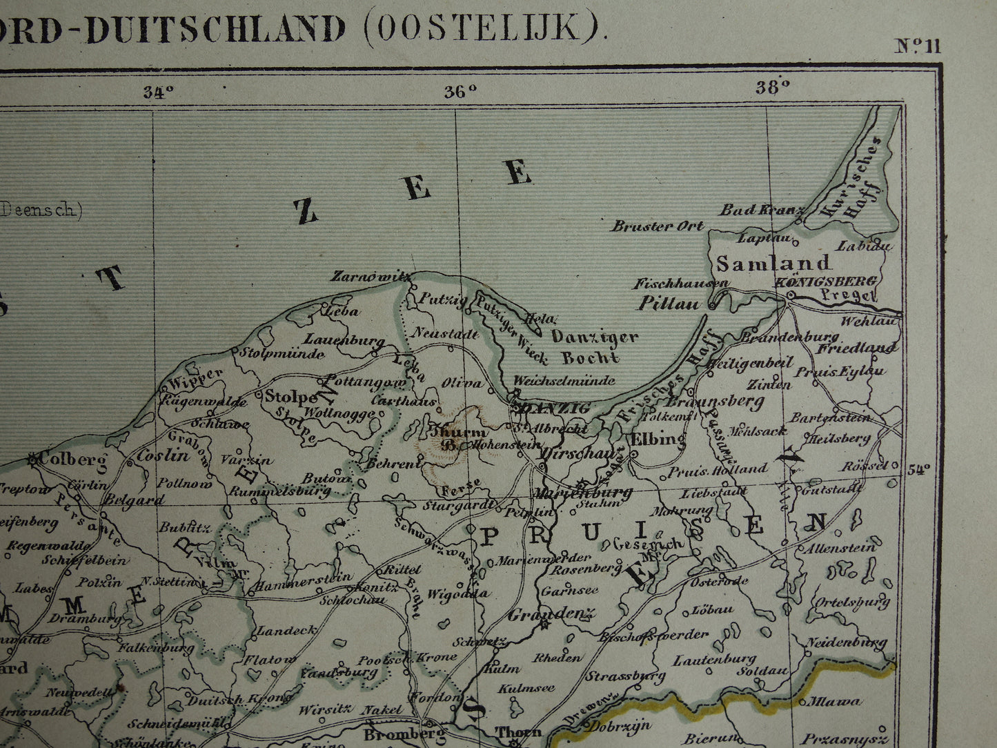 Northeast Germany old map original antique Kuyper map from 1882 vintage print Germany Poland Danzig Berlin
