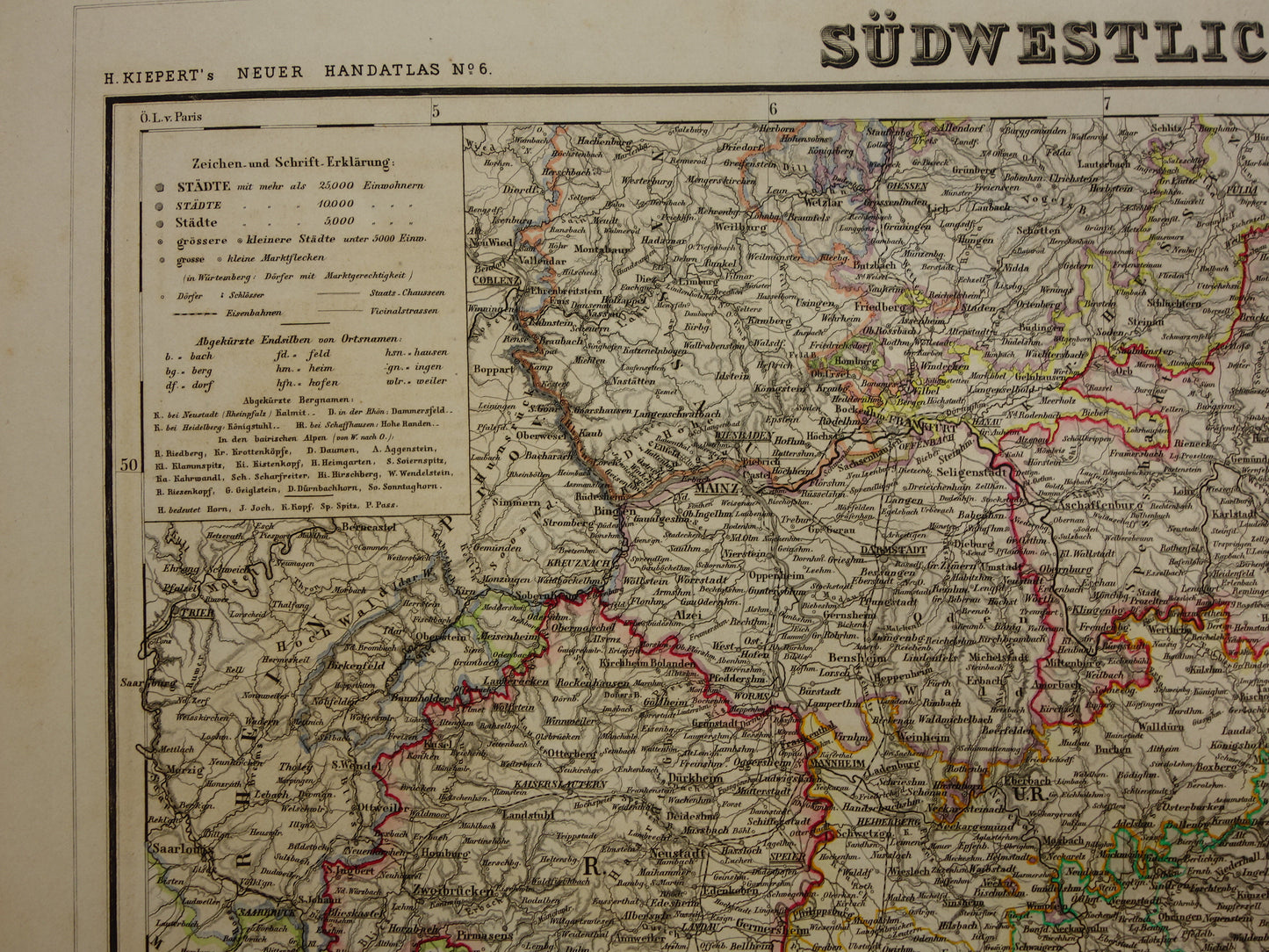 Large old map of Bavaria South Germany Original antique map 1860 Germany